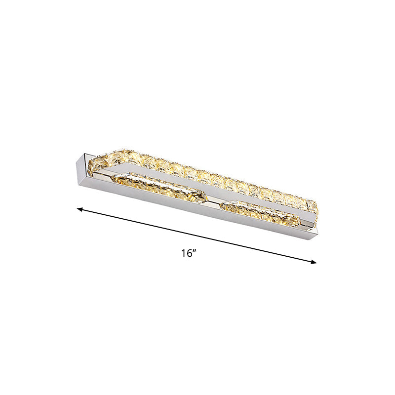 Contemporary Led Bathroom Vanity Wall Light With Clear/Champagne Crystal - 16/22 Width Warm/White
