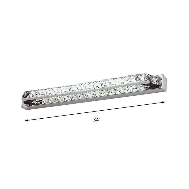 Contemporary Led Bathroom Vanity Wall Light With Clear/Champagne Crystal - 16/22 Width Warm/White