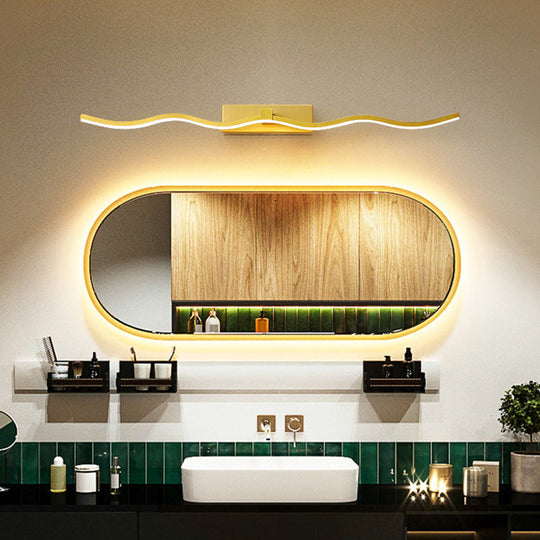 Modern Minimalist Metal Wall Vanity Light With Waving Design