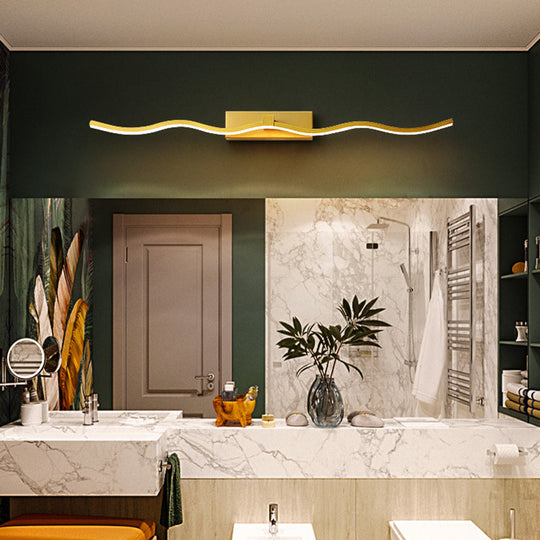 Modern Minimalist Metal Wall Vanity Light With Waving Design