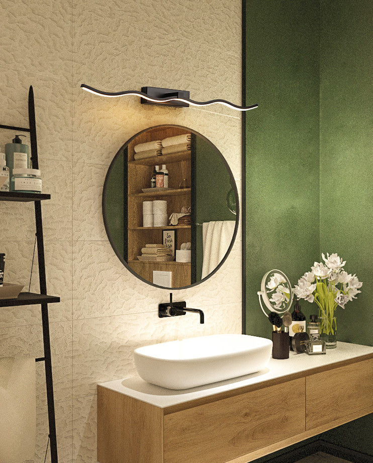 Modern Minimalist Metal Wall Vanity Light With Waving Design
