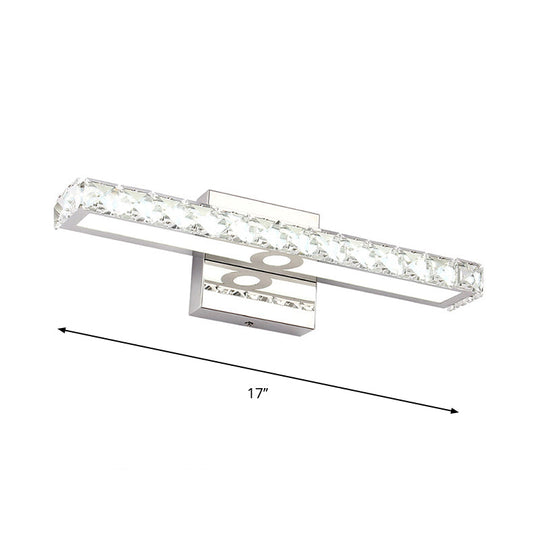 Modern Rectangle Vanity Wall Sconce With Clear Crystal Integrated Led - Bathroom Lamp