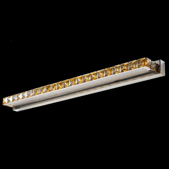 Modern Crystal Vanity Wall Light - Rectangular Luxury Style Single Fixture Gold / 29.5 White