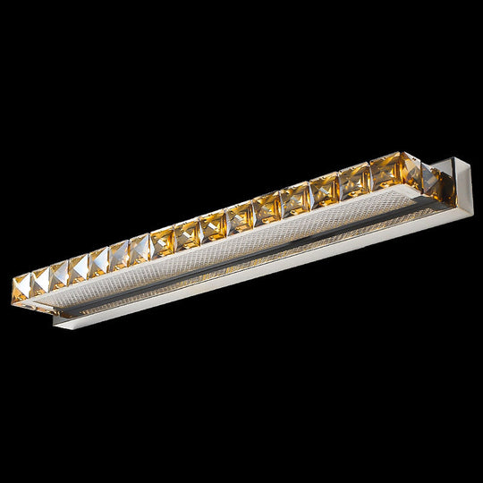 Modern Crystal Vanity Wall Light - Rectangular Luxury Style Single Fixture Gold / 22 White