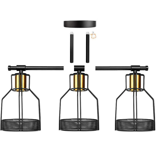 Retro Industrial Metal Cage Vanity Wall Light - 3 Fixture