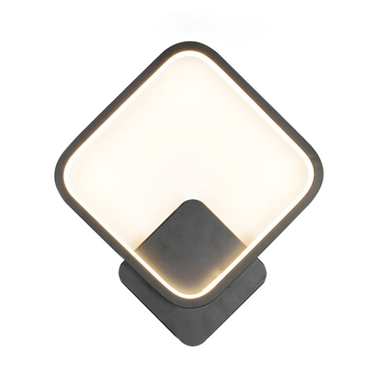 Nordic Line Led Wall Lamp For Corridor And Bedroom Ambient Lighting Black / Warm Square Plate