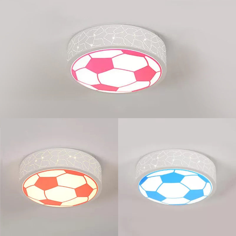 Creative Metal Soccer Ceiling Light For Kids Bedroom And Bathroom - Flush Mount Sport Lighting