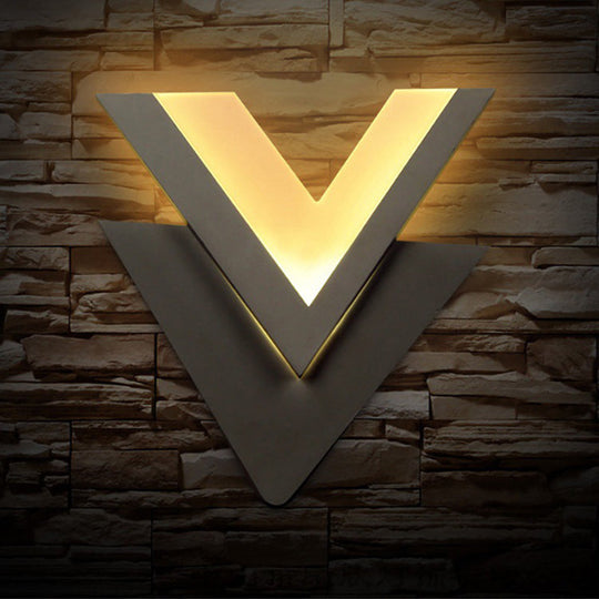 Customizable V-Shaped Led Sconce Light For Living Room And Bedroom White / Warm