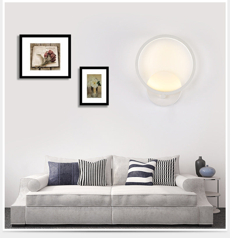 Modern Led Wall Sconce: Stylish Metal Circle Shade Lamp For Bedroom