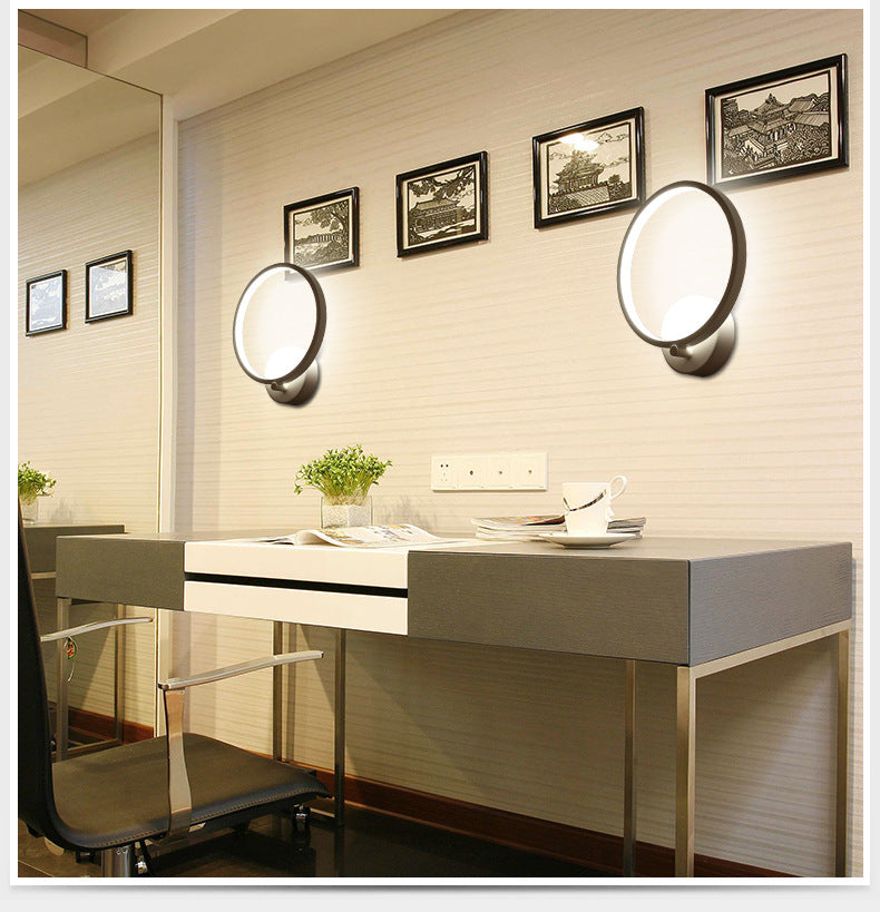 Modern Led Wall Sconce: Stylish Metal Circle Shade Lamp For Bedroom