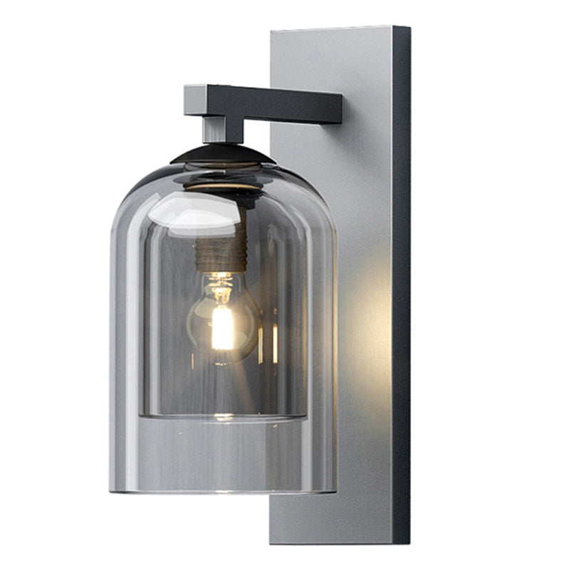 Exquisite Wall Light Sconce With Inner Glass Shade For Corridor And Bedroom Smoke Gray
