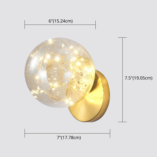 Bedside Glass Shade Wall Mount Light With Creative Star Design