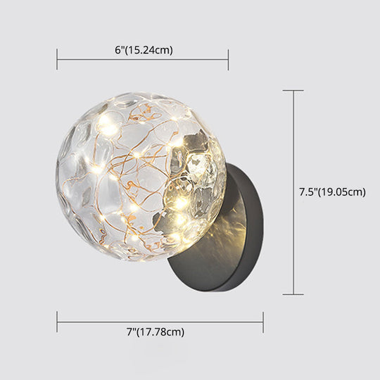 Bedside Glass Shade Wall Mount Light With Creative Star Design
