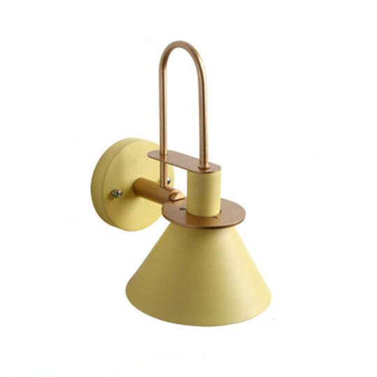 Colorful Macaroon Style Wall Mount Sconce Light For Hotel Bedrooms Yellow