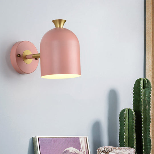 Nordic Wall Mounted Light: Simplicity Macaroon Metal Sconce - Bedroom Fixture Pink