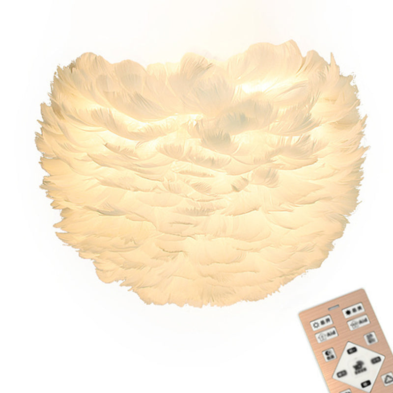 Modern Feather Wall Mount Lamp: Romantic & Cozy Sconce Lighting For Bedroom White / Remote Control