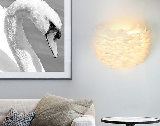 Modern Feather Wall Mount Lamp: Romantic & Cozy Sconce Lighting For Bedroom