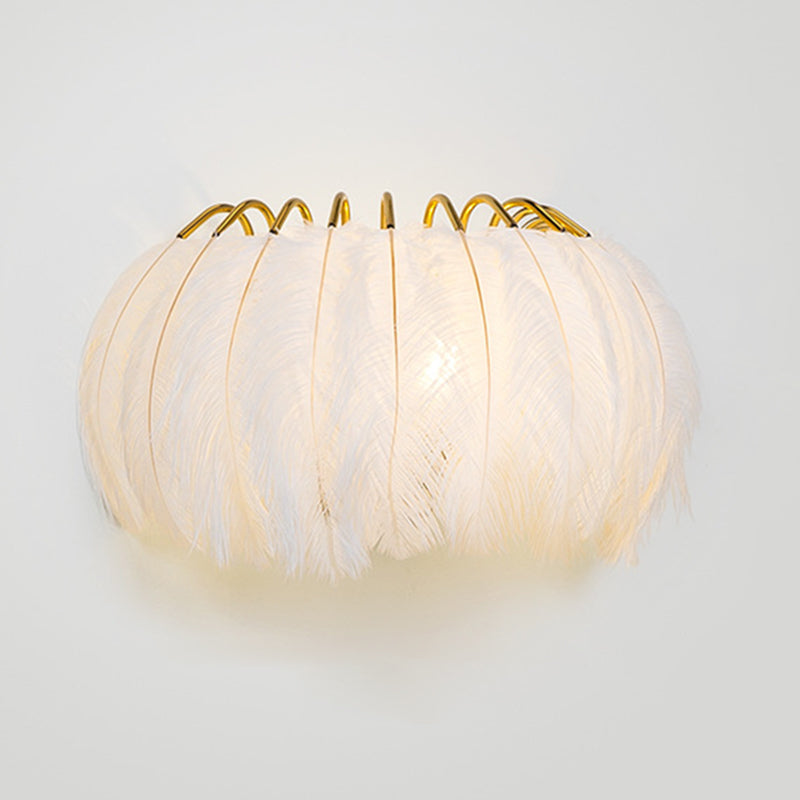 Nordic Feather Wall Sconce For Bedroom Ambient Lighting White