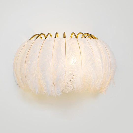 Nordic Feather Wall Sconce For Bedroom Ambient Lighting White