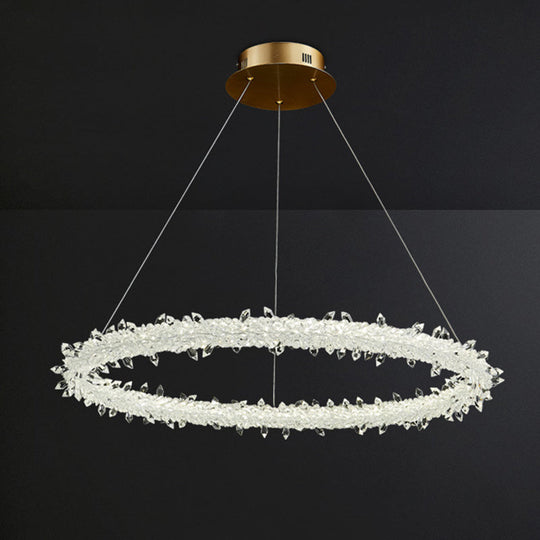 Modern Minimalist Led Pendant Lamp With Clear Crystal - Ideal For Living Room