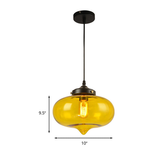 Modern Onion Pendant Light – Gray/Red/Yellow Glass Ceiling Fixture For Restaurants