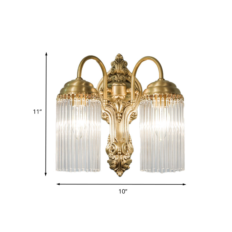 Simple Crystal Rod Wall Mount Light - Gold Sconce For Corridor