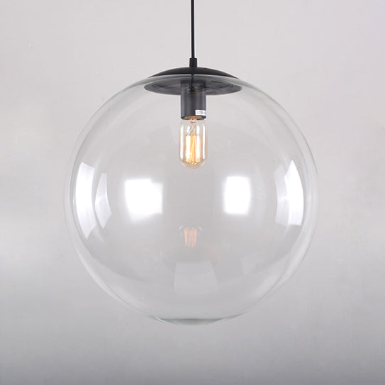 Industrial Globe Pendant Lighting - Wide 1-Light Clear Glass Ceiling Light (6’/8’/12’)