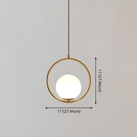 Mid-Century Modern White Glass Hanging Pendant Light For Bedroom - 1-Light Fixture