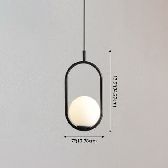 Mid-Century Modern White Glass Hanging Pendant Light For Bedroom - 1-Light Fixture