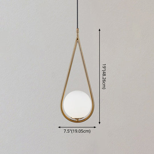 Mid-Century Modern White Glass Hanging Pendant Light For Bedroom - 1-Light Fixture