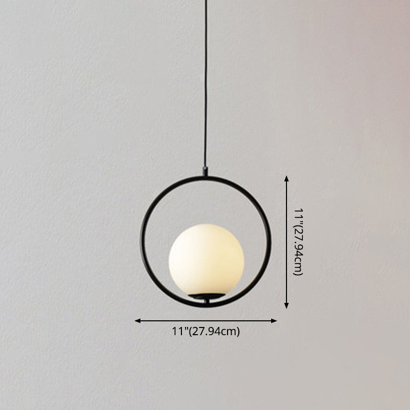 Mid-Century Modern White Glass Hanging Pendant Light For Bedroom - 1-Light Fixture