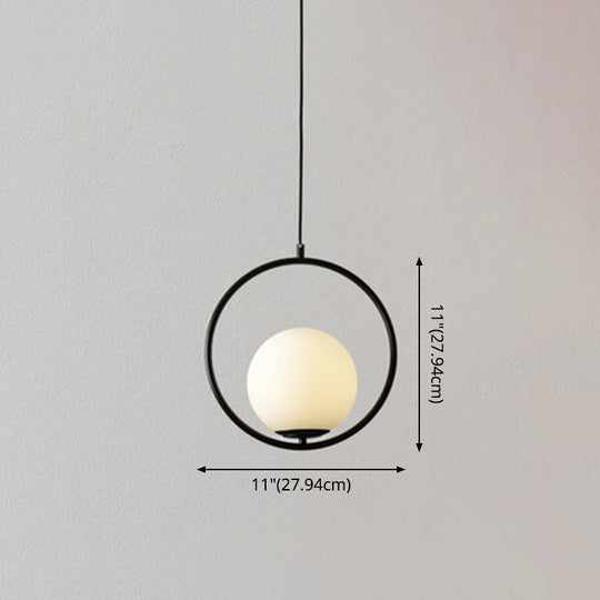 Mid-Century Modern White Glass Hanging Pendant Light For Bedroom - 1-Light Fixture