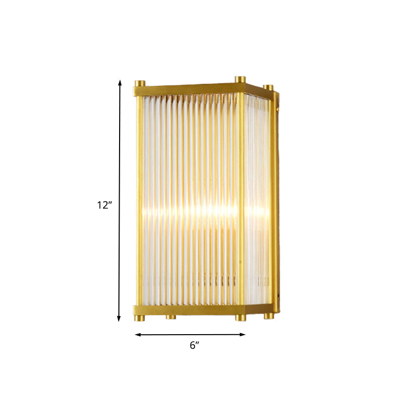 Modern Gold Wall Sconce Light With Fluted Crystal Detail Perfect For Living Room
