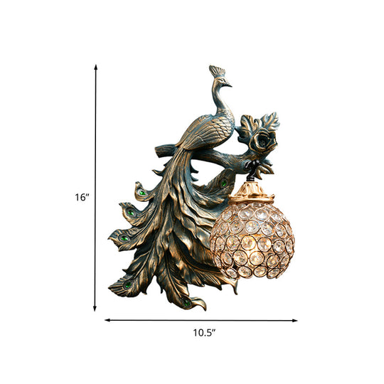 Vintage Bronze Wall Sconce With Phenix Resin Design - Perfect For Living Room