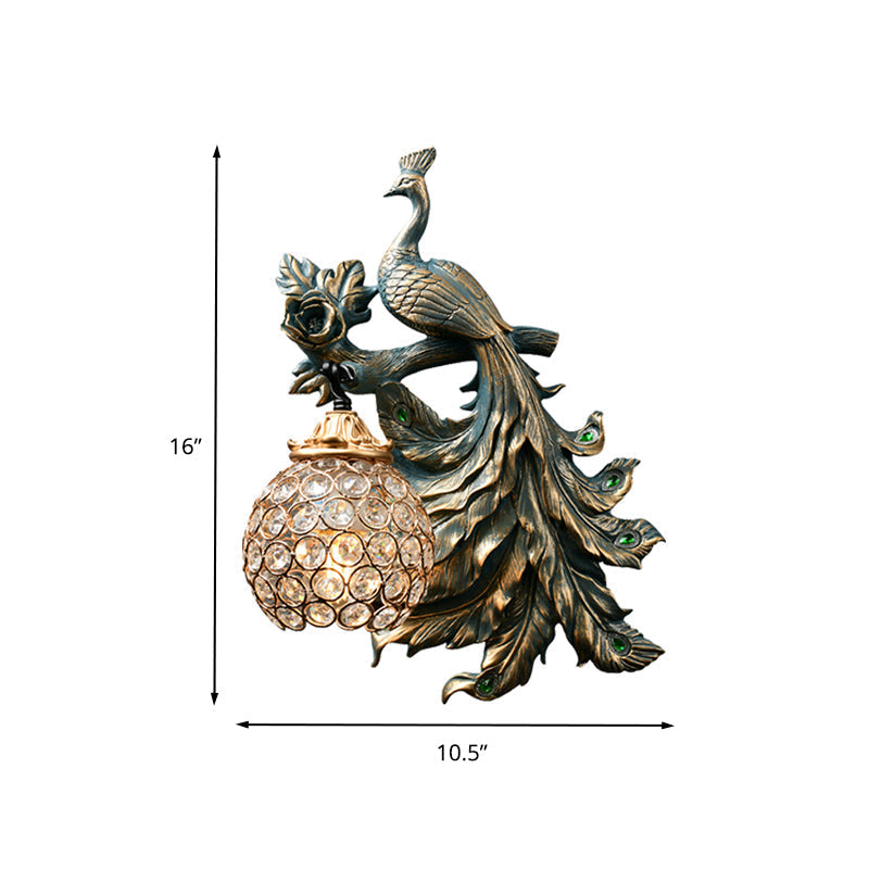 Vintage Bronze Wall Sconce With Phenix Resin Design - Perfect For Living Room