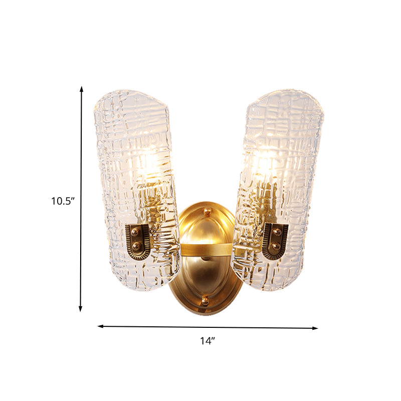 Prism Crystal Wall Sconce With 1/2 Lights - Brass Mount For Corridors
