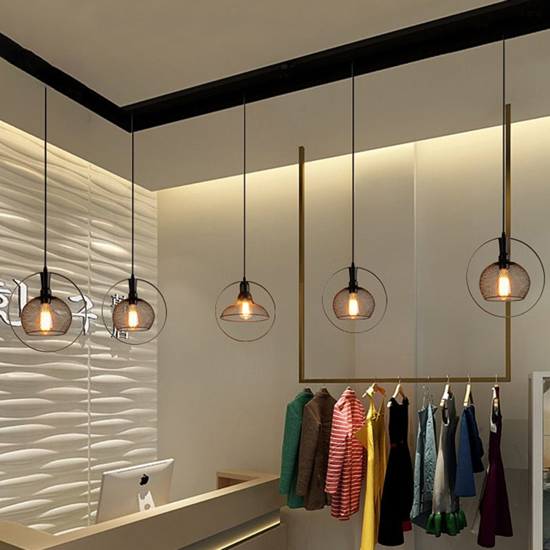 Black Industrial Hanging Light With Metal Wire - Perfect For Dining Table 1 Bulb Indoor Suspension