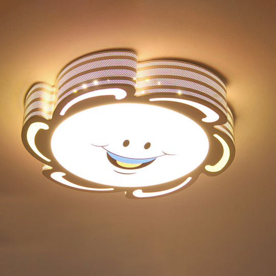 Cartoon Style Led Flushmount Light In Warm/White/3 Colors With Acrylic Finish White / Warm