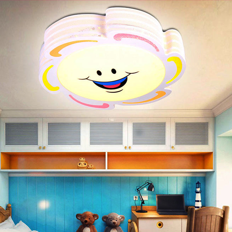 Cartoon Style Led Flushmount Light In Warm/White/3 Colors With Acrylic Finish White /