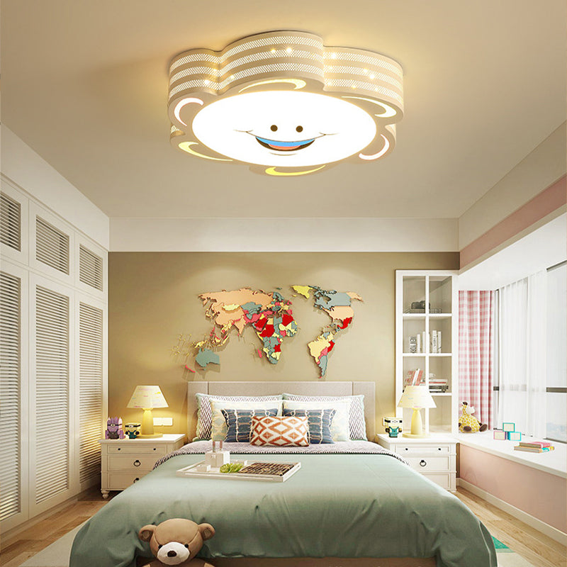 Cartoon Style Led Flushmount Light In Warm/White/3 Colors With Acrylic Finish