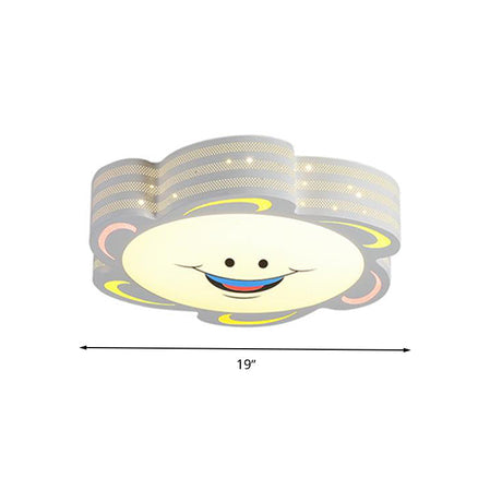 Cartoon Style Led Flushmount Light In Warm/White/3 Colors With Acrylic Finish