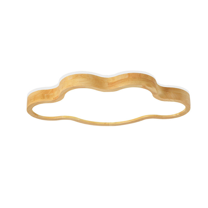 Contemporary Cloud Flush Mount Wood Ceiling Light - Led 19.5’/25’ W Beige Warm/White/3 Color Options