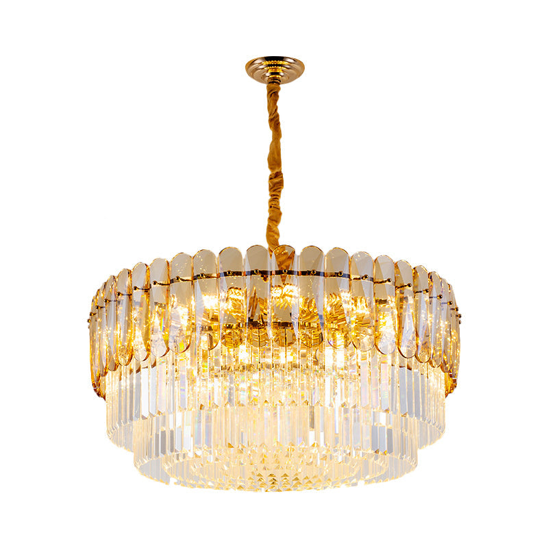 Gold Traditional Round Chandelier With 8-Lights & Crystal Accents - Elegant Hanging Ceiling Light