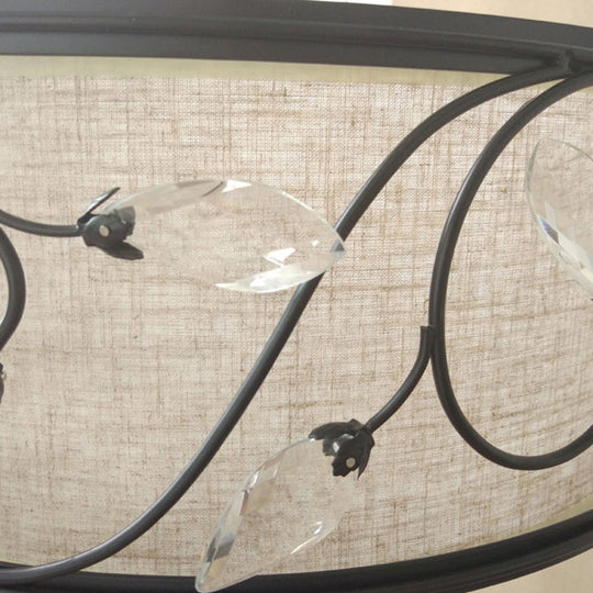 Black Rustic Branch Semi Flush Mount Ceiling Light With Crystal Draping - 4 Lights 14’/21.5’