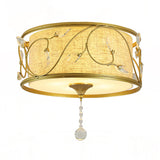 Vintage Flushmount Ceiling Light - Iron Black/Gold Drum Shape 4/5 Lights 16 Or 19.5 Dia