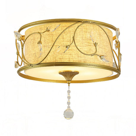 Vintage Flushmount Ceiling Light - Iron Black/Gold Drum Shape 4/5 Lights 16 Or 19.5 Dia