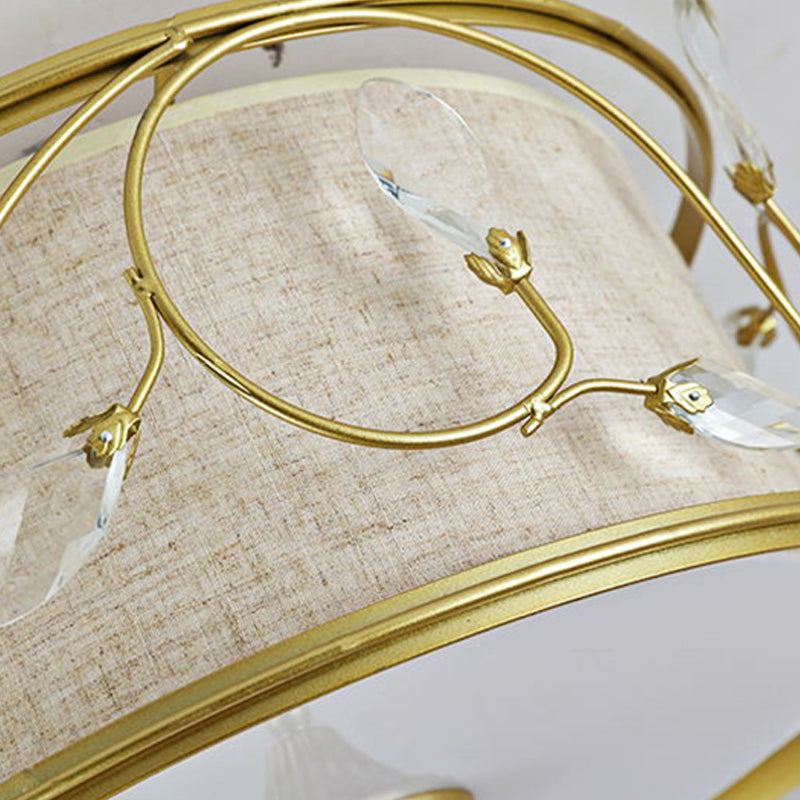 Vintage Flushmount Ceiling Light - Iron Black/Gold Drum Shape 4/5 Lights 16 Or 19.5 Dia