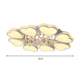 Modern Heart Shape Ceiling Light: Acrylic & Crystal Drop 8-Head Led Flush Mount (Warm/White)