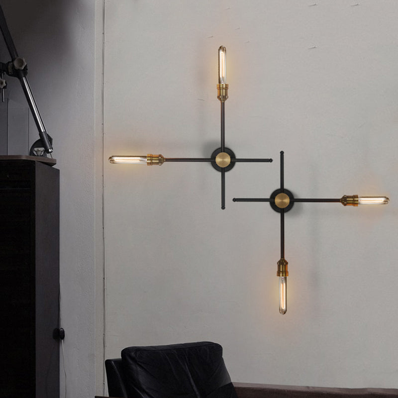 2/3 Head Metal Wall Sconce In Colonial Black & Gold Elegant Living Room Mount Light Fixture