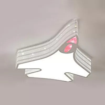 Blue Cartoon Flush Ceiling Lamp For Child’s Bedroom Or Plane-Themed Bathroom White /